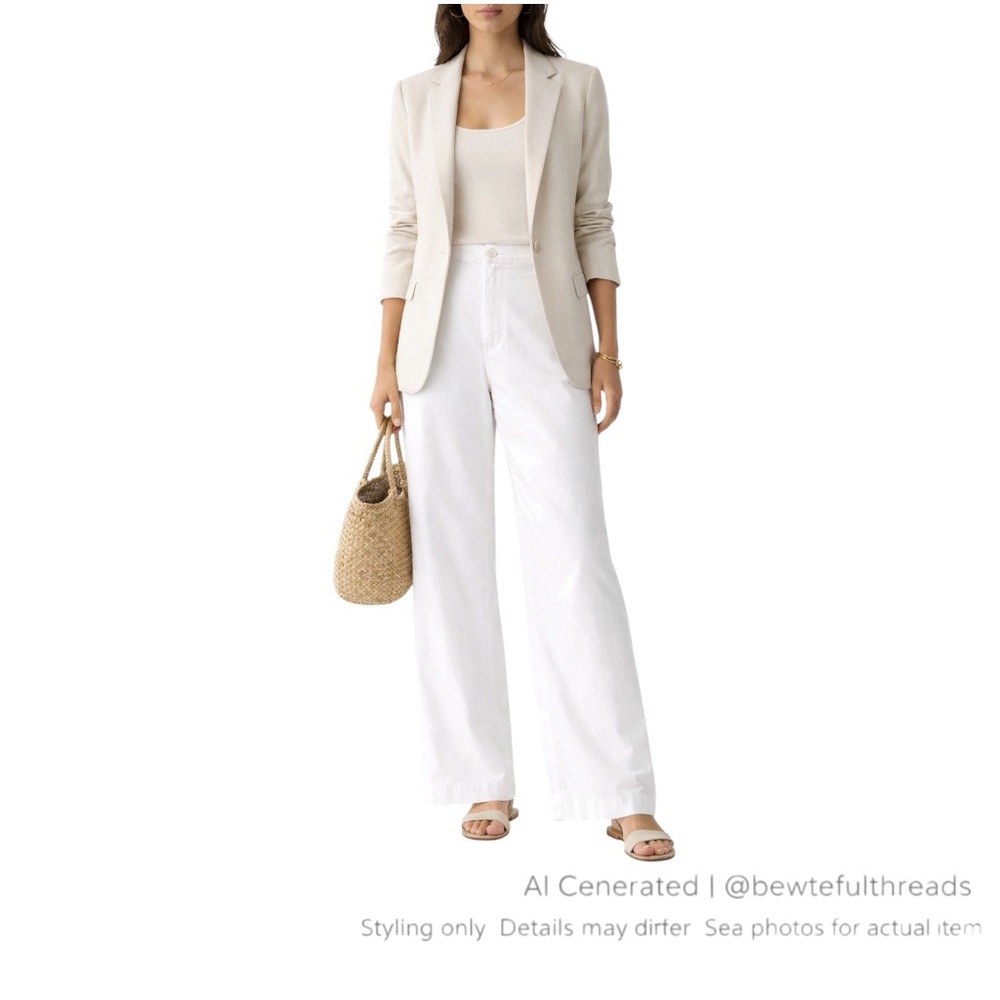 White Wide Leg Pants Cotton Minimalist Quiet Luxury Coastal Chic 16